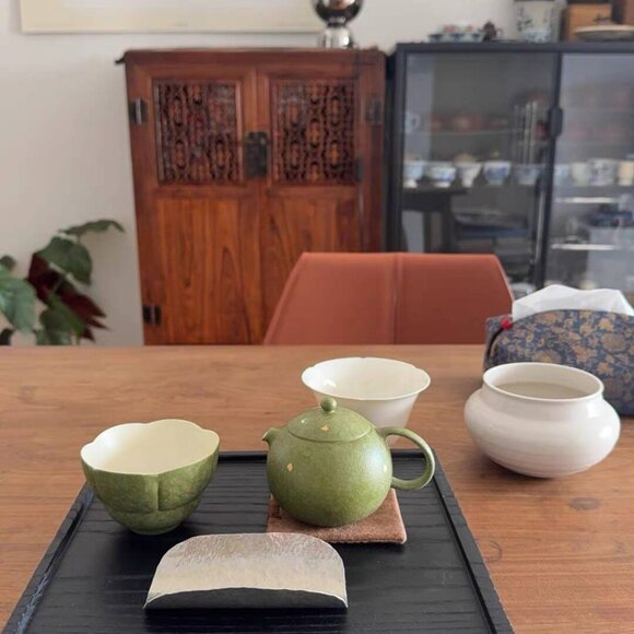 Other - Simple Green Ceramic Teapot for Home Use